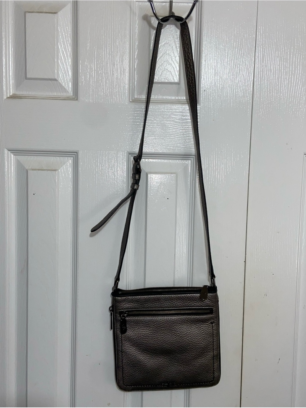 Cole Haan Brown Textured Leather Crossbody Bag